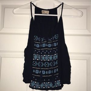 Hollister navy tank top w/tribal pattern (L)
